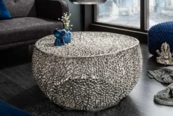Filigraner Design Couchtisch ABSTRACT LEAF 80cm silber Handarbeit