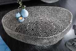 Filigraner Design Couchtisch ABSTRACT LEAF 130cm silber Handarbeit