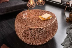 Filigraner Design Couchtisch ABSTRACT LEAF 80cm kupfer Handarbeit