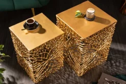 Filigranes Beistelltisch 2er Set ABSTRACT LEAF 45cm gold Handarbeit