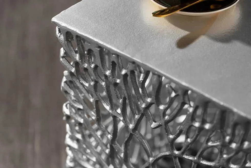 Filigranes Beistelltisch 2er Set ABSTRACT LEAF 45cm silber Handarbeit