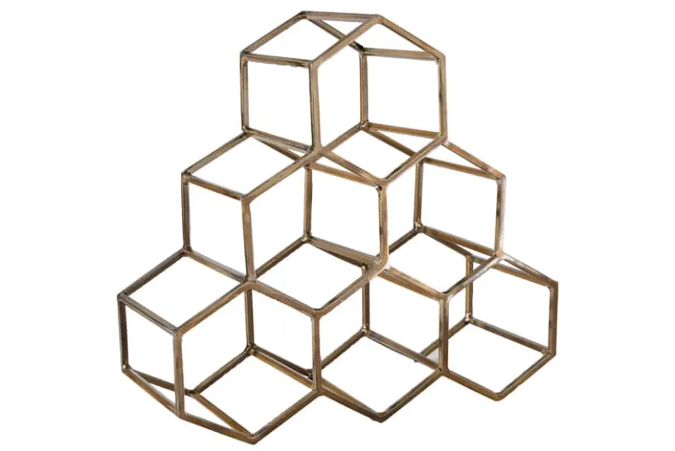 Filigranes Design Weinregal HONEYCOMB 35cm gold Metall Handarbeit