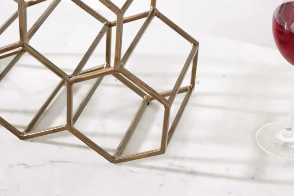 Filigranes Design Weinregal HONEYCOMB 35cm gold Metall Handarbeit