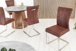 Freischwinger Stuhl SAMSON dark coffee Edelstahlrahmen mit Komfortgriff