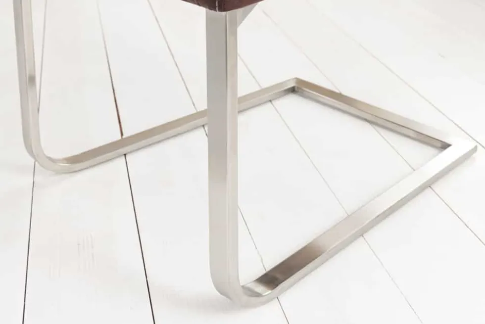 Freischwinger Stuhl SAMSON dark coffee Edelstahlrahmen mit Komfortgriff