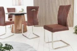 Freischwinger Stuhl SAMSON dark coffee Edelstahlrahmen mit Komfortgriff