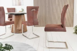 Freischwinger Stuhl SAMSON dark coffee Edelstahlrahmen mit Komfortgriff