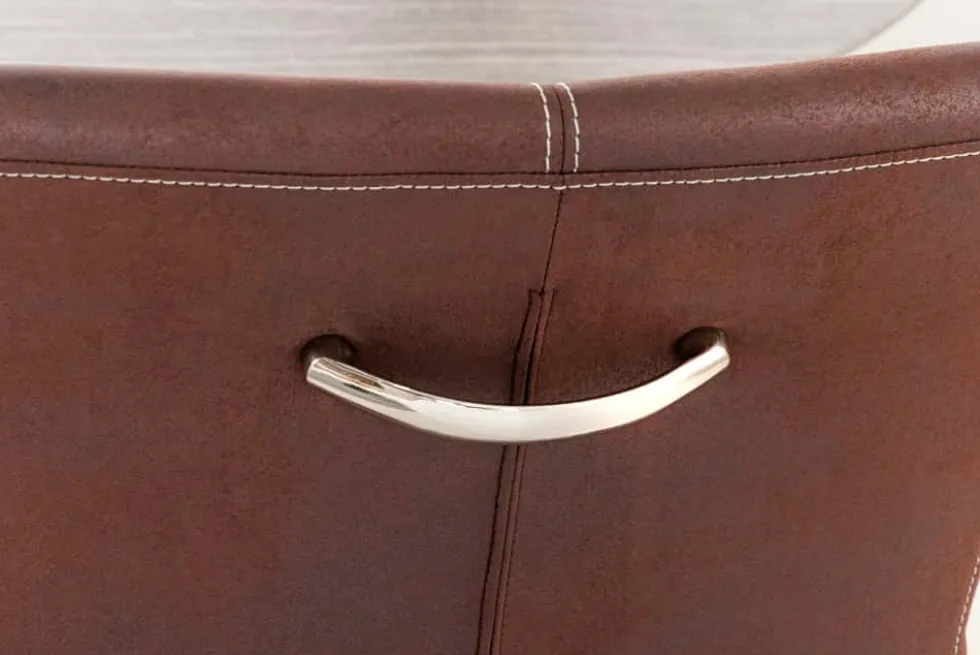 Freischwinger Stuhl SAMSON dark coffee mit Armlehne und Edelstahlrahmen