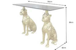 Freistehender Konsolentisch PANTHER 115cm gold Metall mit Marmor-Platte handmade