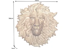 Goldene Wanddeko WILDLIFE LION 35cm gold Metall Löwenkopf-Skulptur handmade