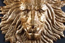 Goldene Wanddeko WILDLIFE LION 35cm gold Metall Löwenkopf-Skulptur handmade