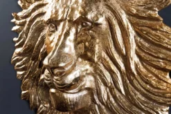 Goldene Wanddeko WILDLIFE LION 35cm gold Metall Löwenkopf-Skulptur handmade