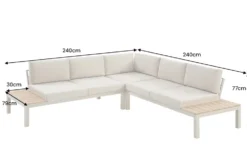 Große Garten Sitzgruppe MIAMI LOUNGE 240cm champagner greige Aluminium wetterfest Outdoor inkl. Kissen