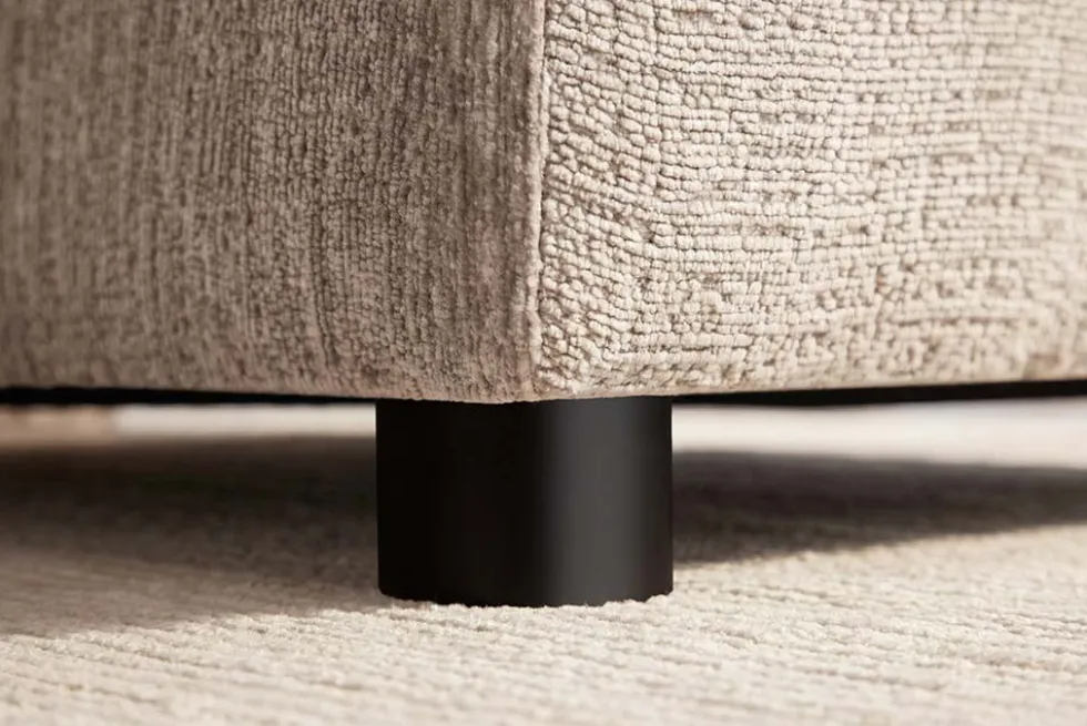 Großer Hocker SOHO 100cm beige Chenillestoff Polsterhocker mit Wellenunterfederung