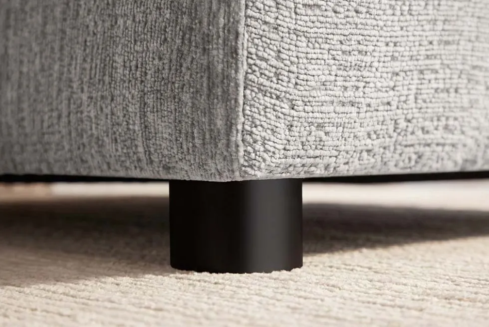 Großer Hocker SOHO 100cm grau Chenillestoff Polsterhocker mit Wellenunterfederung