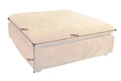 Großer Hussenhocker HEAVEN 100cm senfgelb Samt Landhausstil Sofahocker waschbarer Bezug