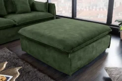 Großer Hussenhocker HEAVEN 100cm dunkelgrün Samt Landhausstil Sofahocker waschbarer Bezug