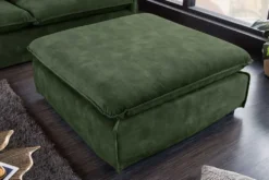 Großer Hussenhocker HEAVEN 100cm dunkelgrün Samt Landhausstil Sofahocker waschbarer Bezug