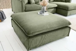 Großer Sitzhocker HEAVEN 100cm grün Cord Sofahocker abnehmbarer Bezug