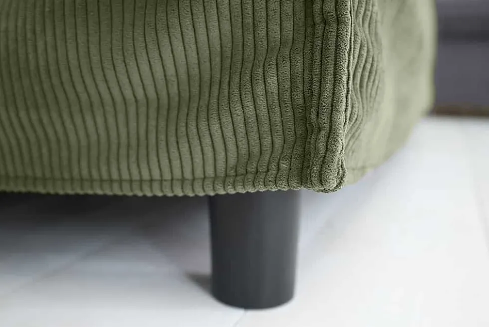 Großer Sitzhocker HEAVEN 100cm grün Cord Sofahocker abnehmbarer Bezug