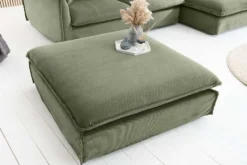 Großer Sitzhocker HEAVEN 100cm grün Cord Sofahocker abnehmbarer Bezug
