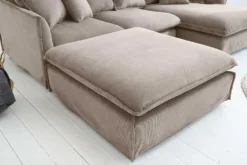 Großer Sitzhocker HEAVEN 100cm greige Cord Sofahocker abnehmbarer Bezug