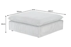 Großer Sitzhocker HEAVEN 100cm hellgrau Cord Federkern Sofahocker abnehmbarer Bezug