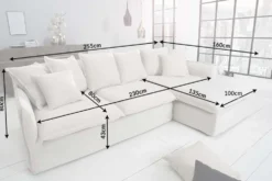 Großes Ecksofa HEAVEN 255cm natur beige Leinenstoff Federkern inkl. Kissen