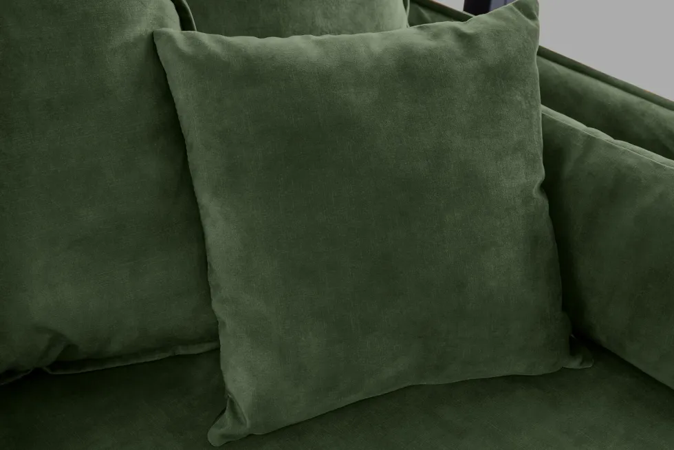 Großes 3-Sitzer Sofa HEAVEN 200cm dunkelgrün Samt Federkern waschbarer Bezug Hussensofa Couch