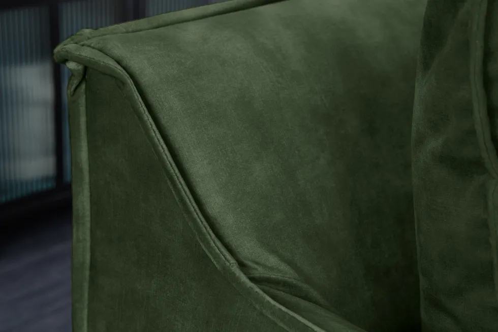 Großes 3-Sitzer Sofa HEAVEN 200cm dunkelgrün Samt Federkern waschbarer Bezug Hussensofa Couch