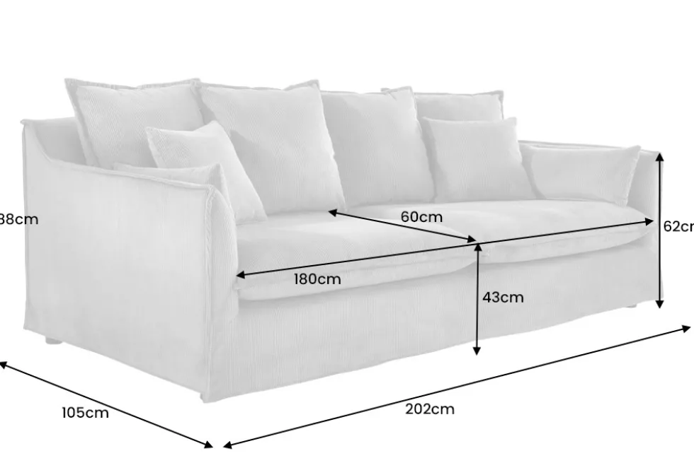 Großes 3-Sitzer Sofa HEAVEN 200cm dunkelgrün Samt Federkern waschbarer Bezug Hussensofa Couch