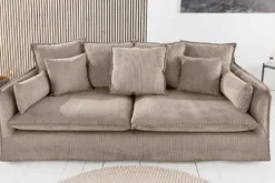 Großes 3-Sitzer Sofa HEAVEN 200cm greige Cord Federkern Hussensofa