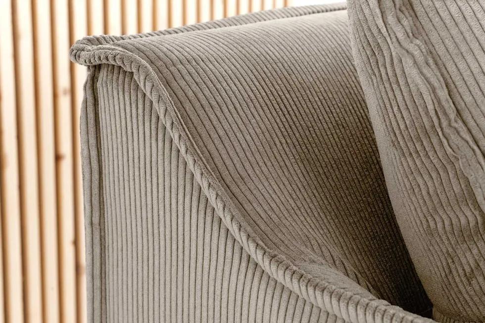 Großes 3-Sitzer Sofa HEAVEN 200cm greige Cord Federkern Hussensofa