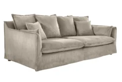 Großes 3-Sitzer Sofa HEAVEN 200cm greige Cord Federkern Hussensofa