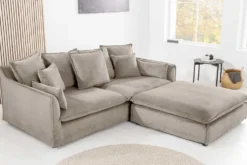 Großes 3-Sitzer Sofa HEAVEN 200cm greige Cord Federkern Hussensofa