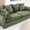 Großes 3-Sitzer Sofa HEAVEN 200cm grün Cord Federkern Hussensofa