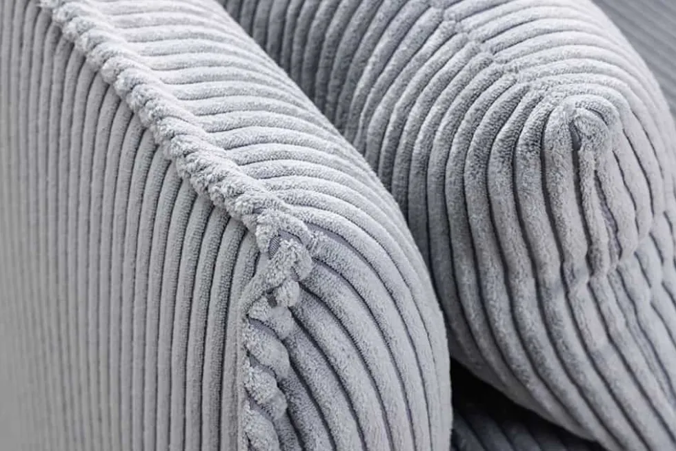Großes 3-Sitzer Sofa HEAVEN 200cm hellgrau Cord Federkern Hussensofa abnehmbarer Bezug