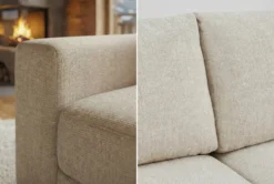Großes Sofa LOFT 210cm champagner beige Chenille 3-Sitzer Couch Taschenfederkern