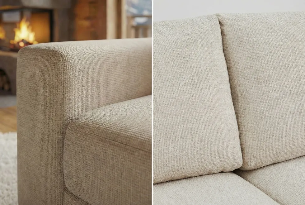 Großes Sofa LOFT 210cm champagner beige Chenille 3-Sitzer Couch Taschenfederkern