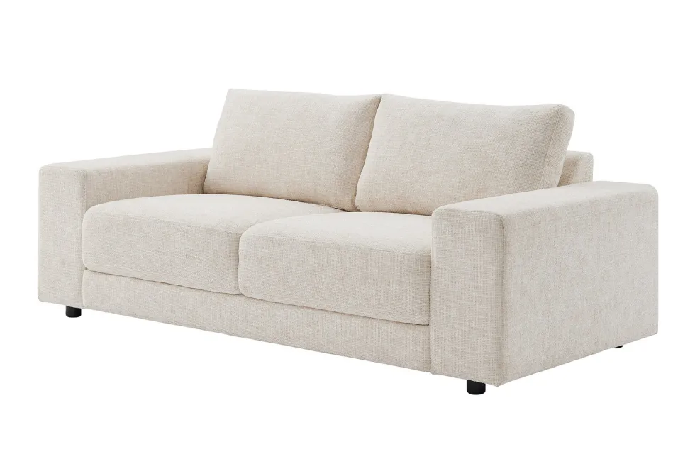 Großes Sofa LOFT 210cm champagner beige Chenille 3-Sitzer Couch Taschenfederkern