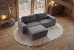 Großes Sofa LOFT 210cm grau Vogue Velours Samt 3-Sitzer Couch Taschenfederkern