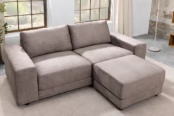 Großes Sofa LOFT 210cm taupe Vogue Velours Samt 3-Sitzer Couch Taschenfederkern