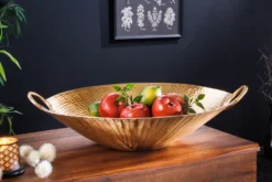 Handgearbeitete Deko Schale ORIENT 55cm gold Metall Hammerschlag Design