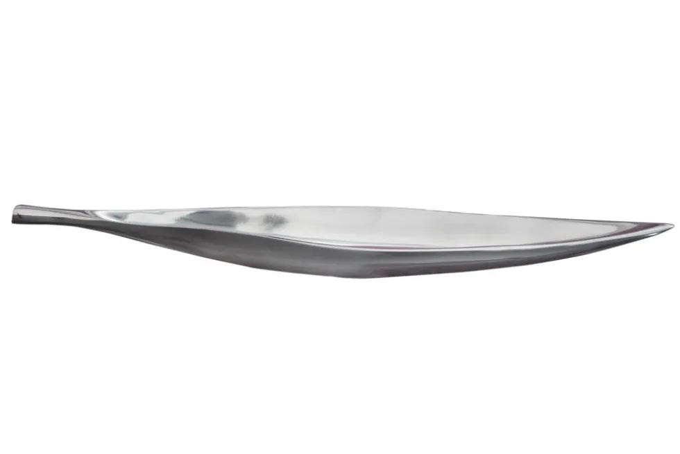 Handgearbeitete Deko Schale SILVER LEAF 60cm silber Aluminium
