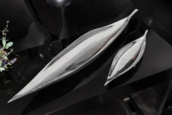 Handgearbeitete Deko Schale SILVER LEAF 40cm silber Aluminium