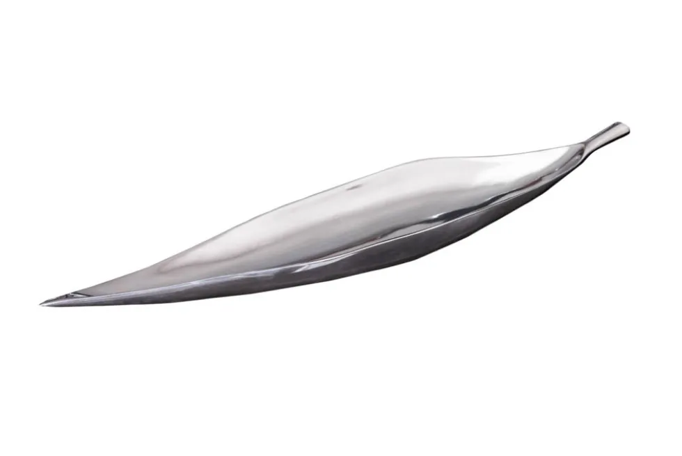 Handgearbeitete Deko Schale SILVER LEAF 80cm silber Aluminium