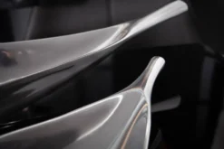 Handgearbeitete Deko Schale SILVER LEAF 80cm silber Aluminium