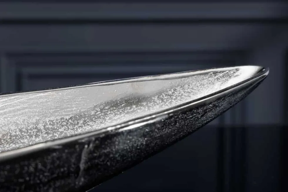 Handgearbeitete Deko Schale SILVER LEAF 80cm silber Aluminium