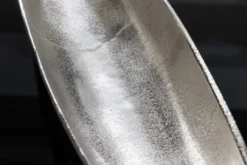 Handgearbeitete Deko Schale SILVER LEAF 80cm silber Aluminium