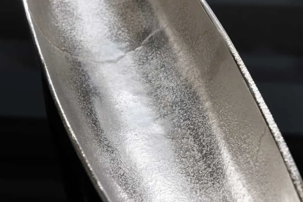 Handgearbeitete Deko Schale SILVER LEAF 80cm silber Aluminium